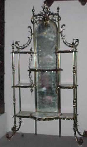 Art Nouveau Brass & Onyx Etagare,