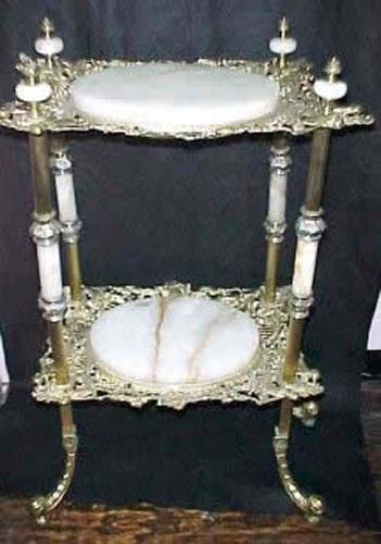 Victorian Brass & Onyx 2 Tiered Table