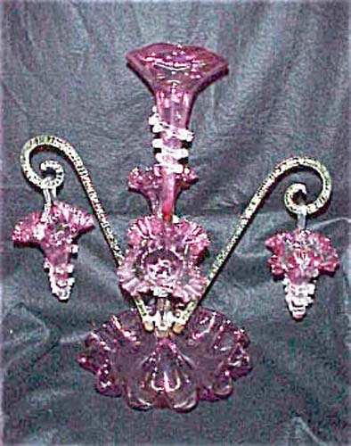  Epergne  Cranberry Glass 