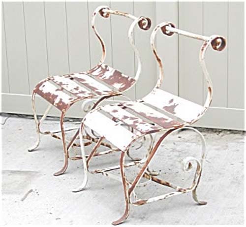 Garden: Pair of Wrought Iron Chairs