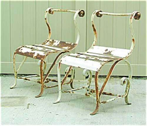 Garden: Pair of Wrought Iron Chairs