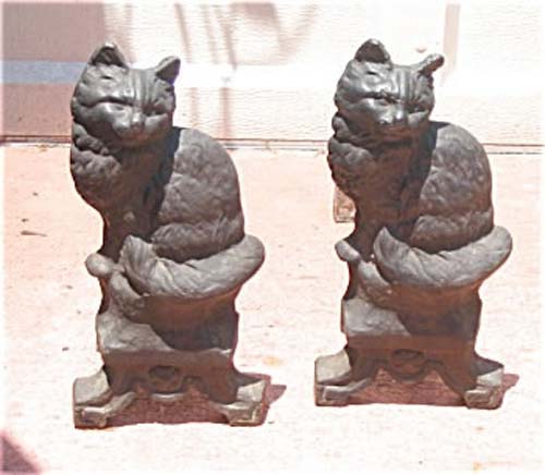 Pair of Cat Andirons, Cast Iron