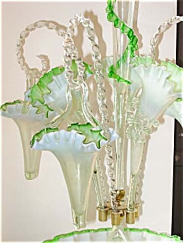 Glass Epergne With 3 Hanging Baskets
