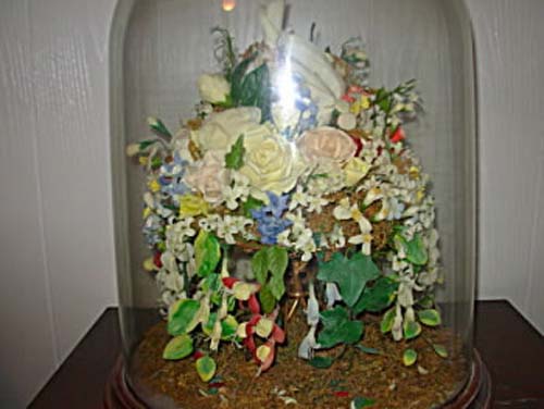  Dome,Victorian Wax Flowers.   SOLD