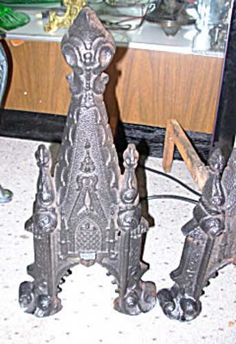  Gothic Andirons  Cast Iron