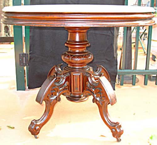 Victorian Brooks Walnut  Marble Top Table