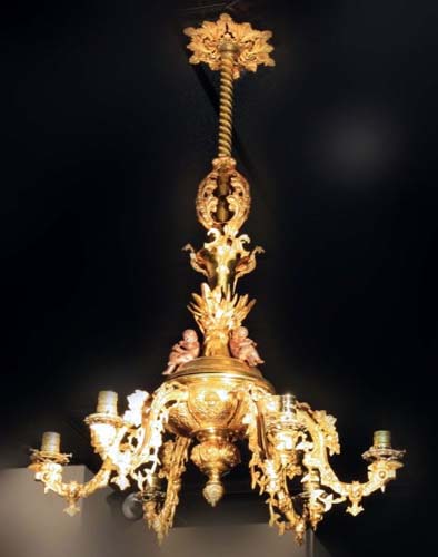 Rococo gas chandelier withcherubs